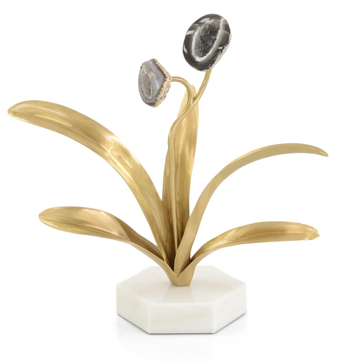 Agate Flower and White Marble Sculpture-John Richard-JR-JRA-14097-Decorative Objects-1-France and Son