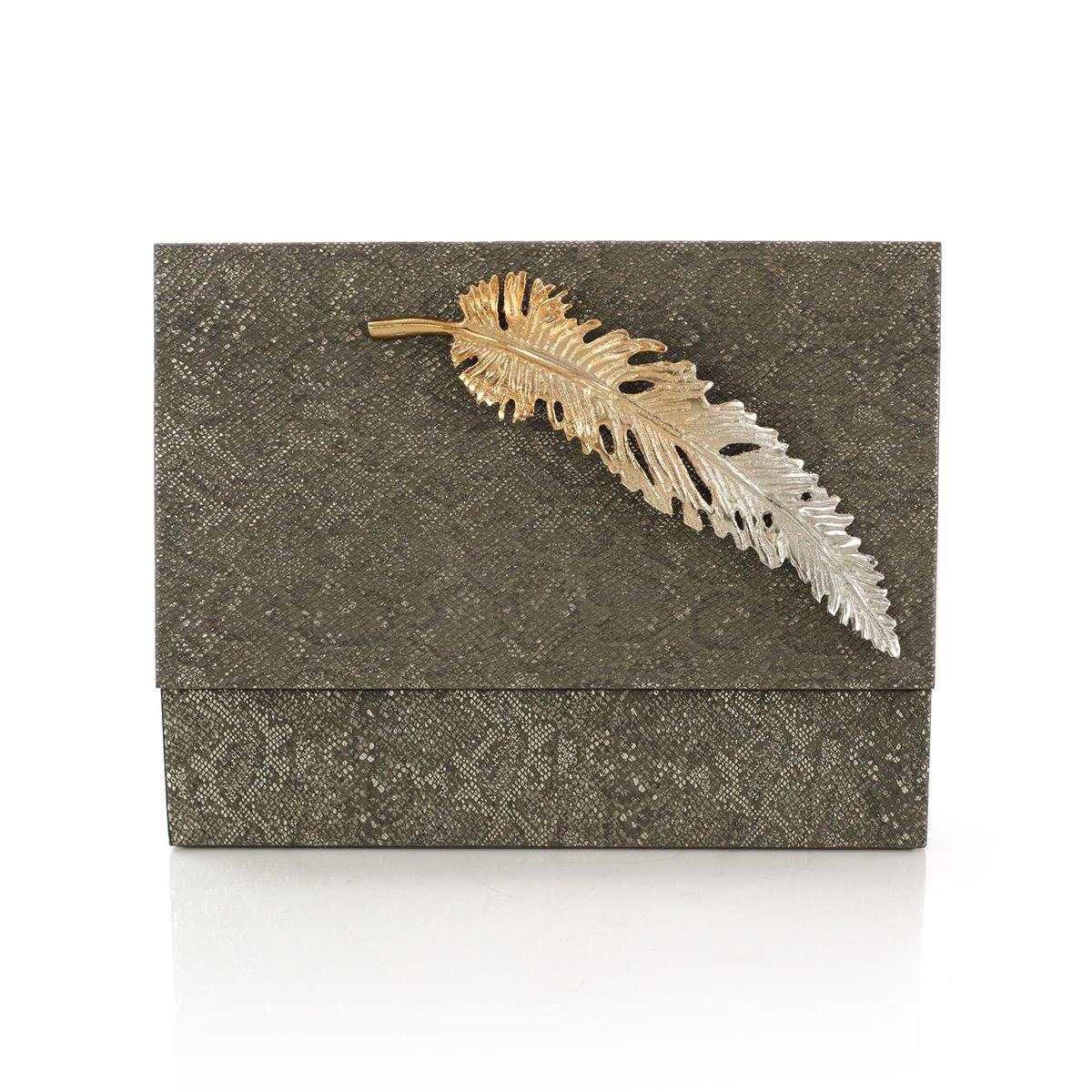 Feathered Vegan Snakeskin Box - Grey