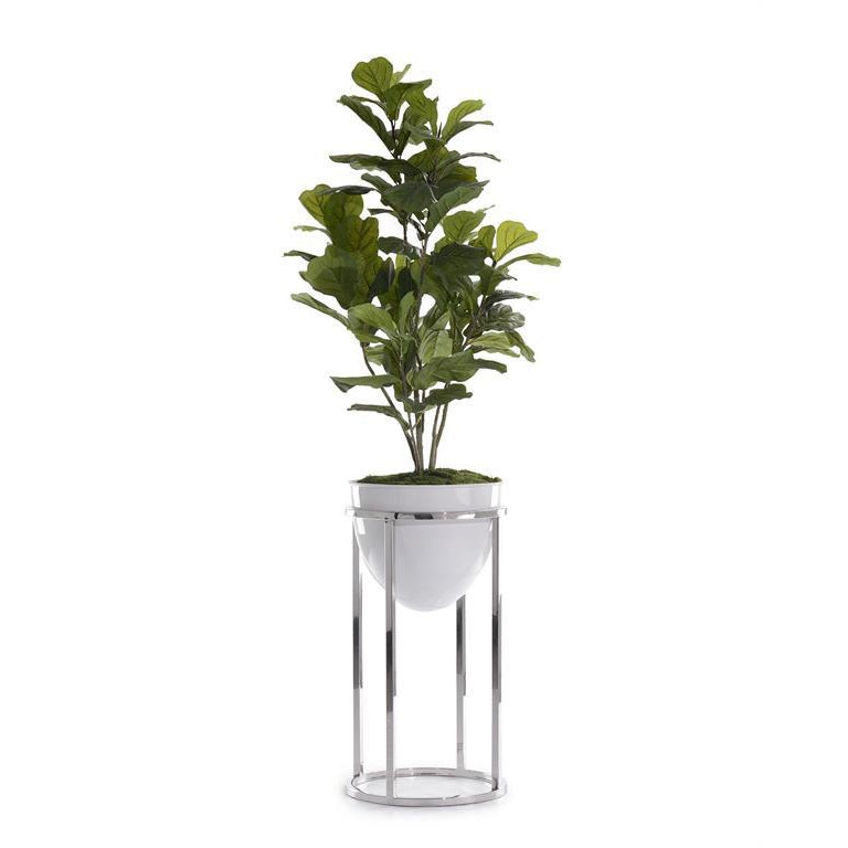 Green Fiddle-Leaf Fig Tree with Silver Stand-John Richard-JR-JRB-4350-Faux Plants-1-France and Son