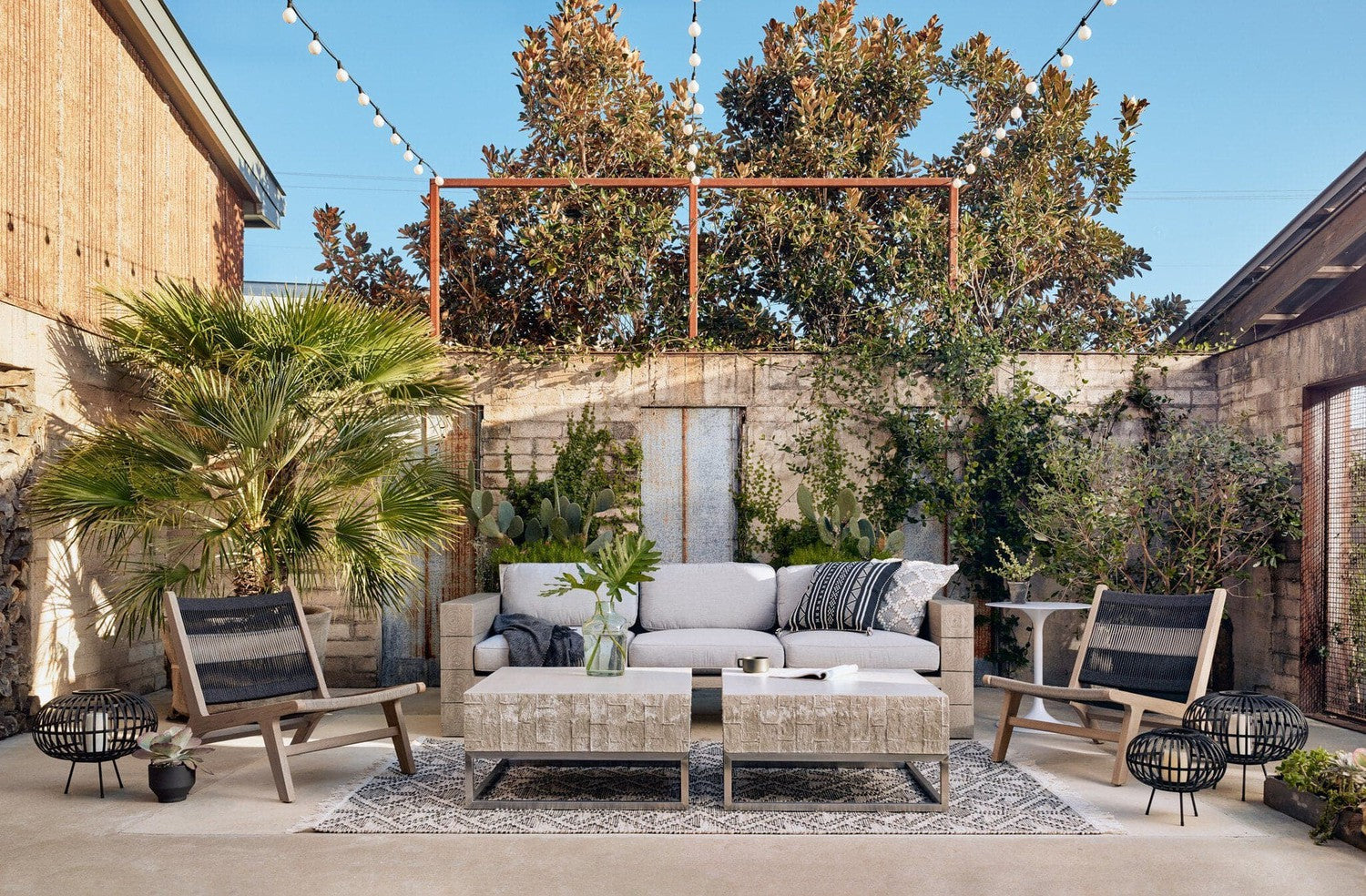 Leroy Outdoor Sofa, Washed Brown - Venao Grey