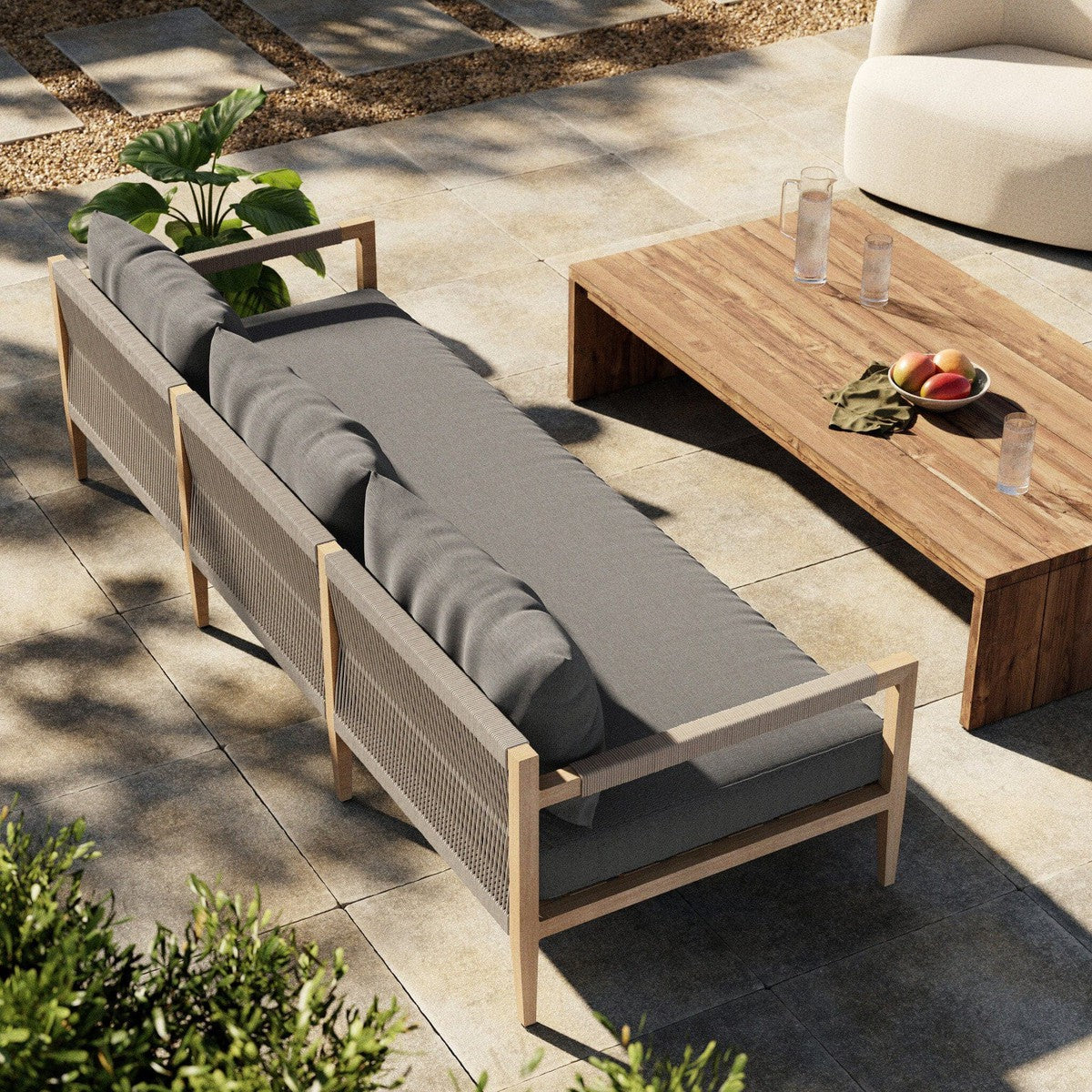 Sherwood Outdoor Sofa, Washed Brown - Venao Charcoal