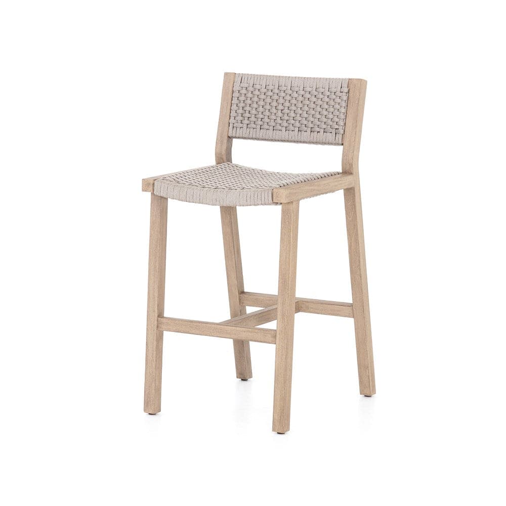 Delano Outdoor Bar + Counter Stool-Four Hands-FH-JSOL-155A-Outdoor Bar stoolsCounter-Washed Brown-Fsc / Thick Grey Rope-16-France and Son