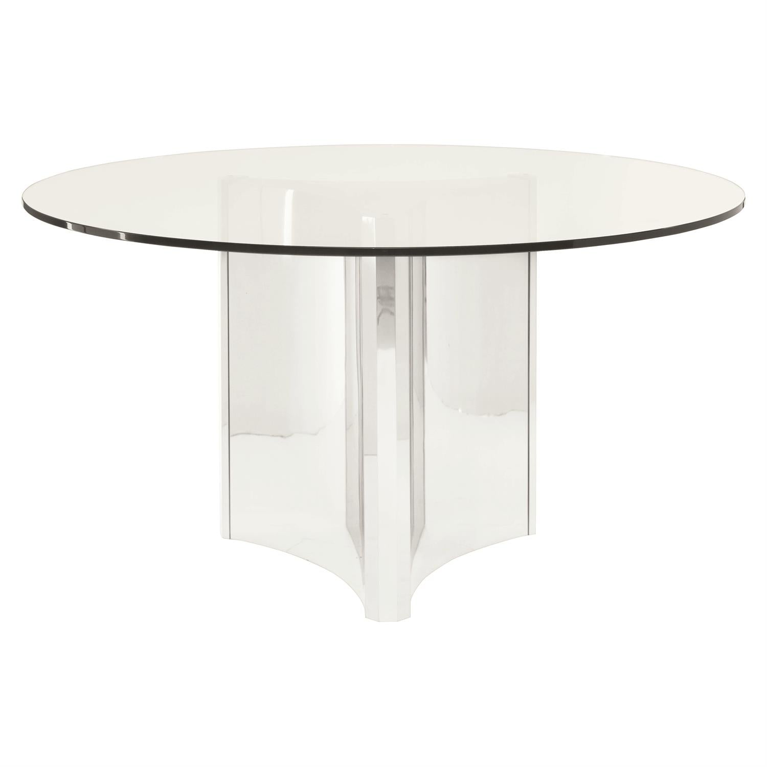 Abbott Dining Table-Bernhardt-BHDT-K1523-Dining TablesRound-Gleaming Stainless Steel Finish-6-France and Son