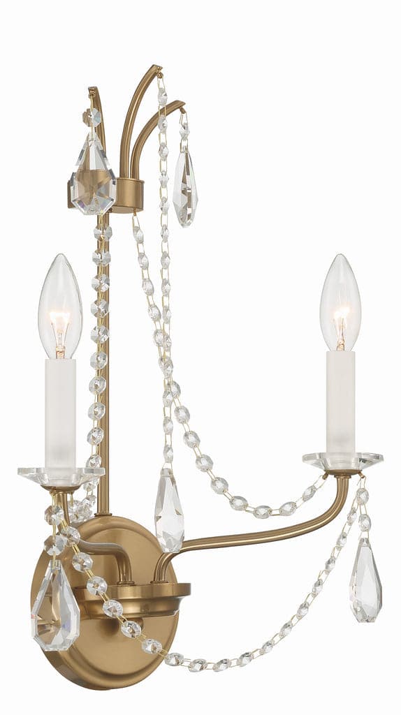 Karrington 2 Light Wall Mount-Crystorama Lighting Company-CRYSTO-KAR-90902-AG-CL-MWP-Flush MountsAged Brass-2-France and Son