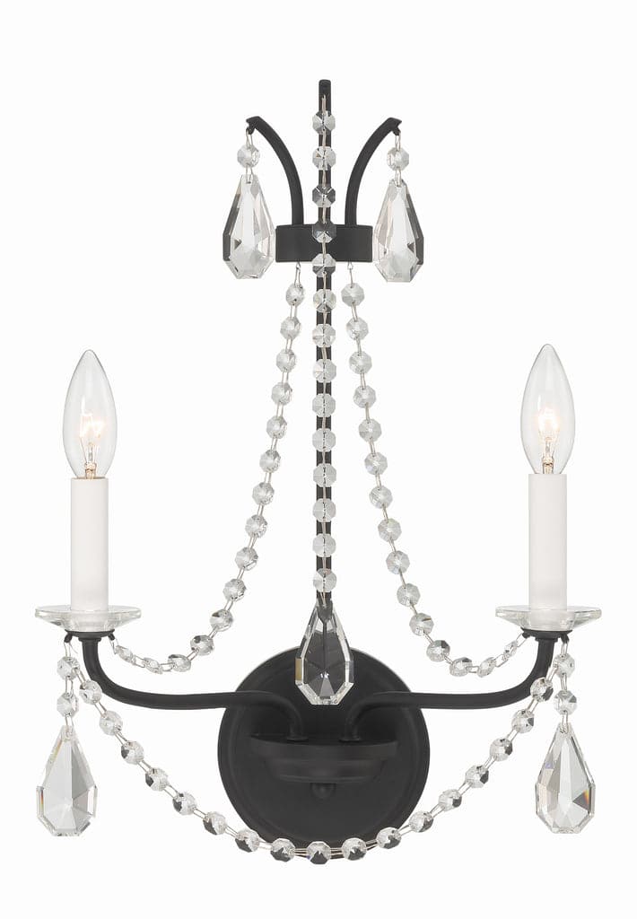 Karrington 2 Light Wall Mount-Crystorama Lighting Company-CRYSTO-KAR-90902-MK-CL-MWP-Flush MountsMatte Black-4-France and Son