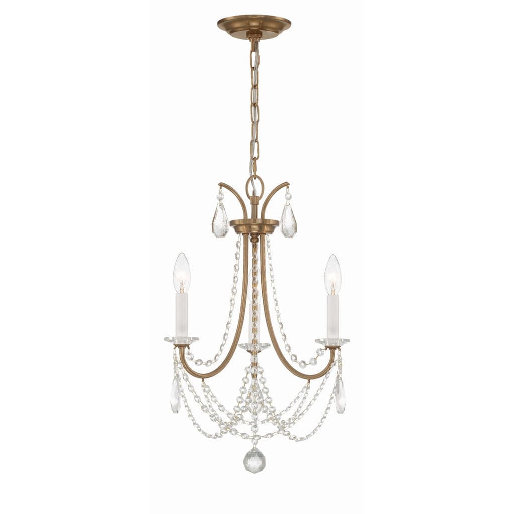 Karrington 3 Light Mini Chandelier-Crystorama Lighting Company-CRYSTO-KAR-90903-AG-CL-MWP-ChandeliersAged Brass-1-France and Son