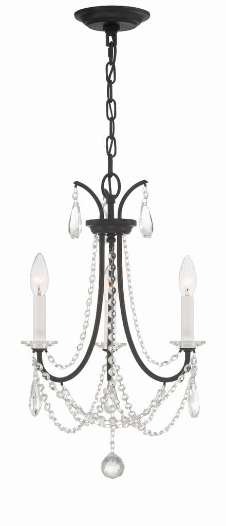 Karrington 3 Light Mini Chandelier-Crystorama Lighting Company-CRYSTO-KAR-90903-MK-CL-MWP-ChandeliersMatte Black-2-France and Son