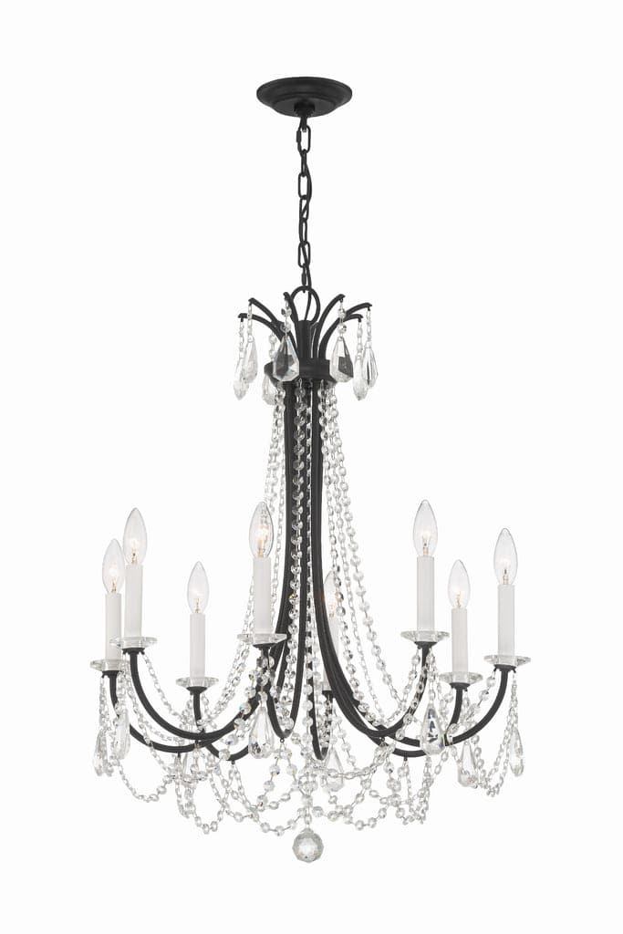 Karrington 8 Light Chandelier-Crystorama Lighting Company-CRYSTO-KAR-90908-MK-CL-MWP-ChandeliersMatte Black-2-France and Son