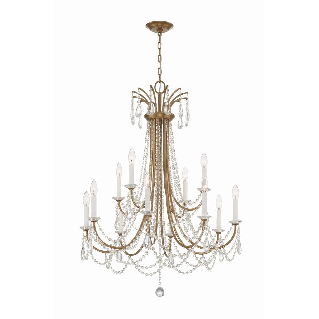 Karrington 12 Light Chandelier-Crystorama Lighting Company-CRYSTO-KAR-90912-AG-CL-MWP-ChandeliersAged Brass-1-France and Son