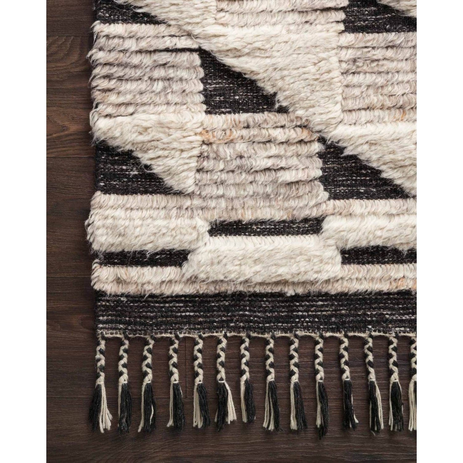 Khalid KF-02 Natural / Black Area Rug-Loloi-LOLOI-KHALKF-02NABL160S-Rugs1'-6" x 1'-6" Square-5-France and Son