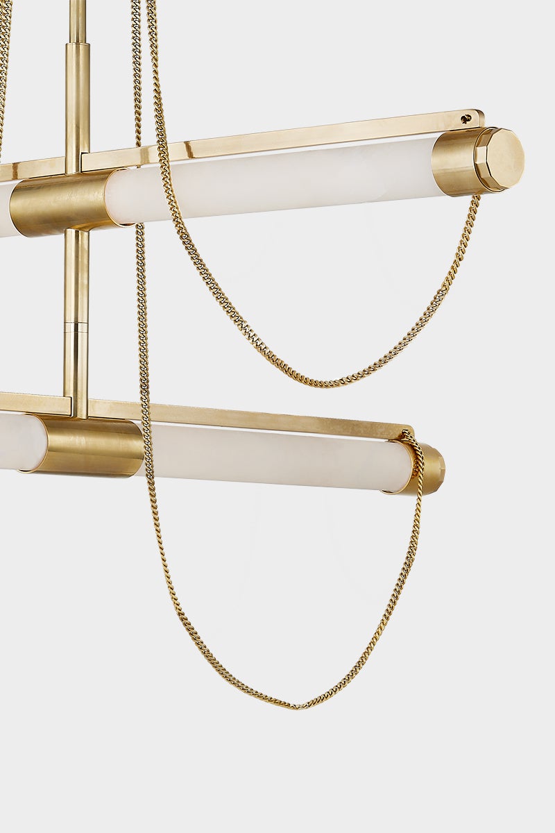 Lariat Chandelier - Vintage Brass 4 Lights