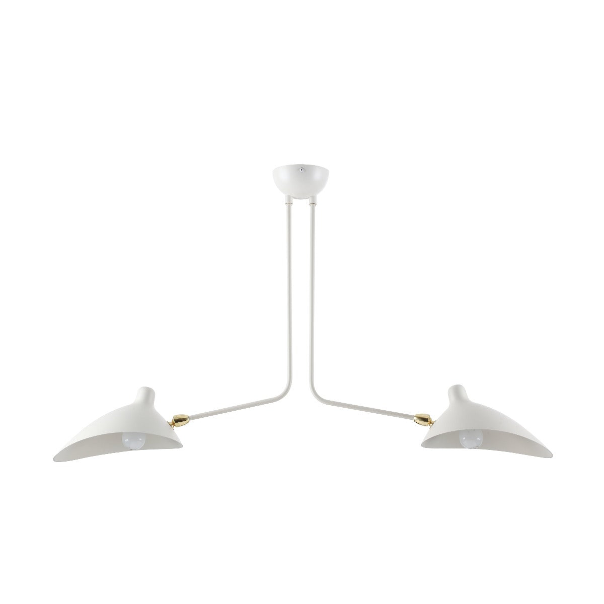 Mid Century Mouille Two Arm MCL-2 Ceiling Lamp-France & Son-LBC092WHT2-ChandeliersWhite-4-France and Son