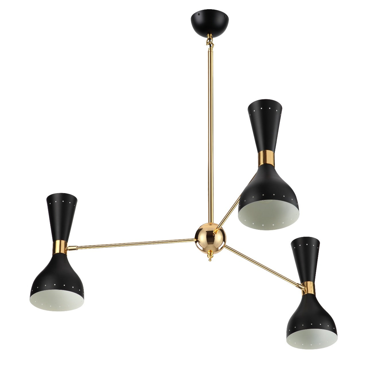 Mid Century Stilnovo Hourglass Chandelier - 3 Arm-France & Son-LBC1233BLK-ChandeliersBlack-1-France and Son