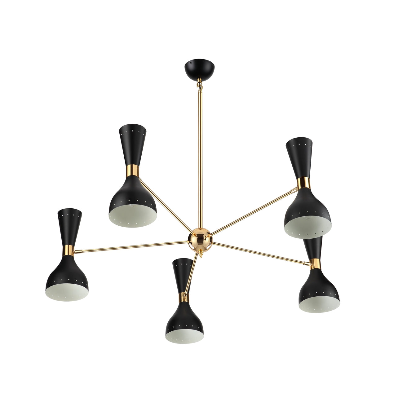 Mid Century Stilnovo Hourglass Chandelier - 5 Arm-France & Son-LBC1235BLK-ChandeliersBlack-2-France and Son