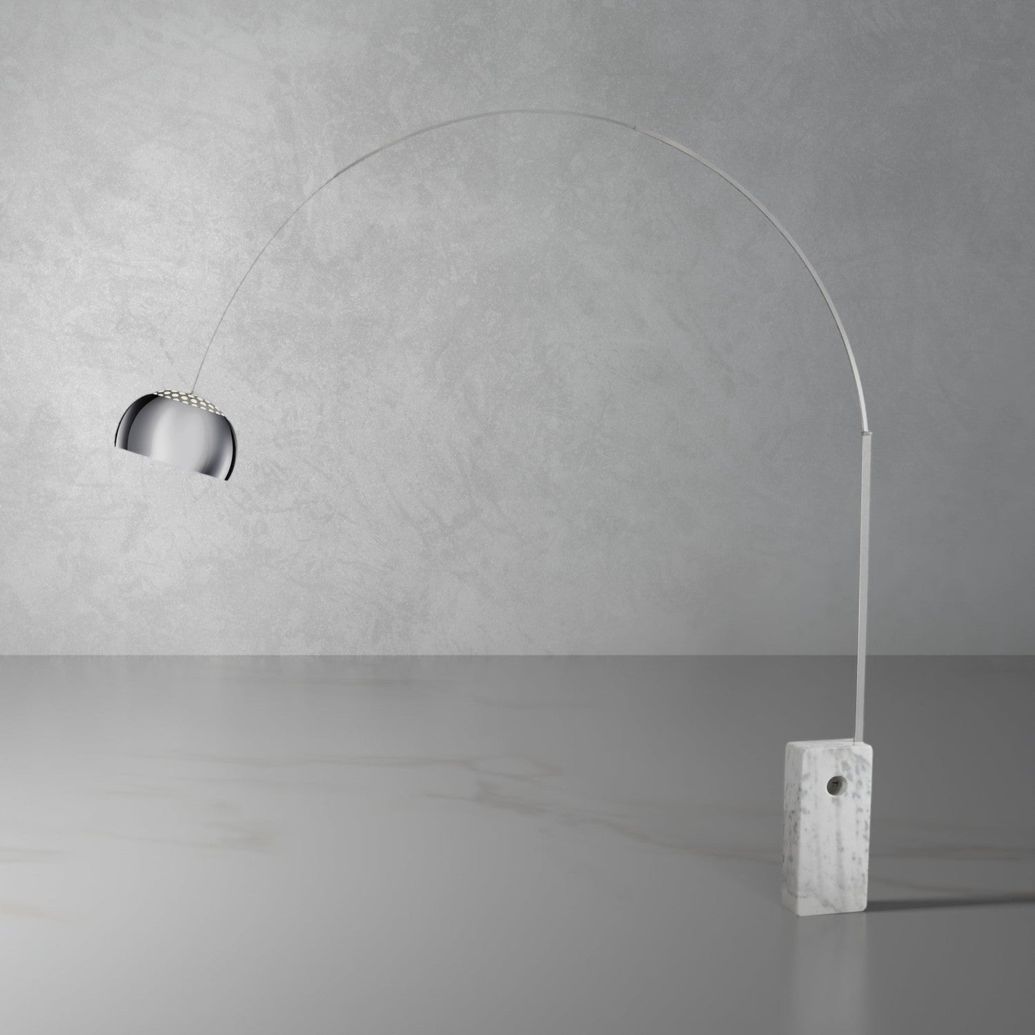 Arco Floor Lamp with Italian Carrera Marble Base-France & Son-LBF005WHT-Floor Lamps-1-France and Son