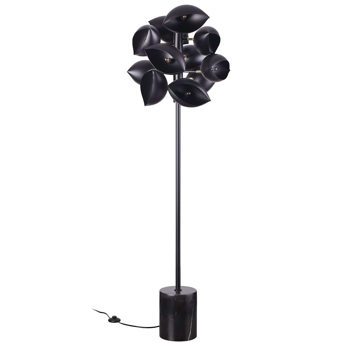 Shell Cluster Floor Lamp with Nero Marquina Marble Base-France & Son-LBF099BLK-Floor Lamps-1-France and Son