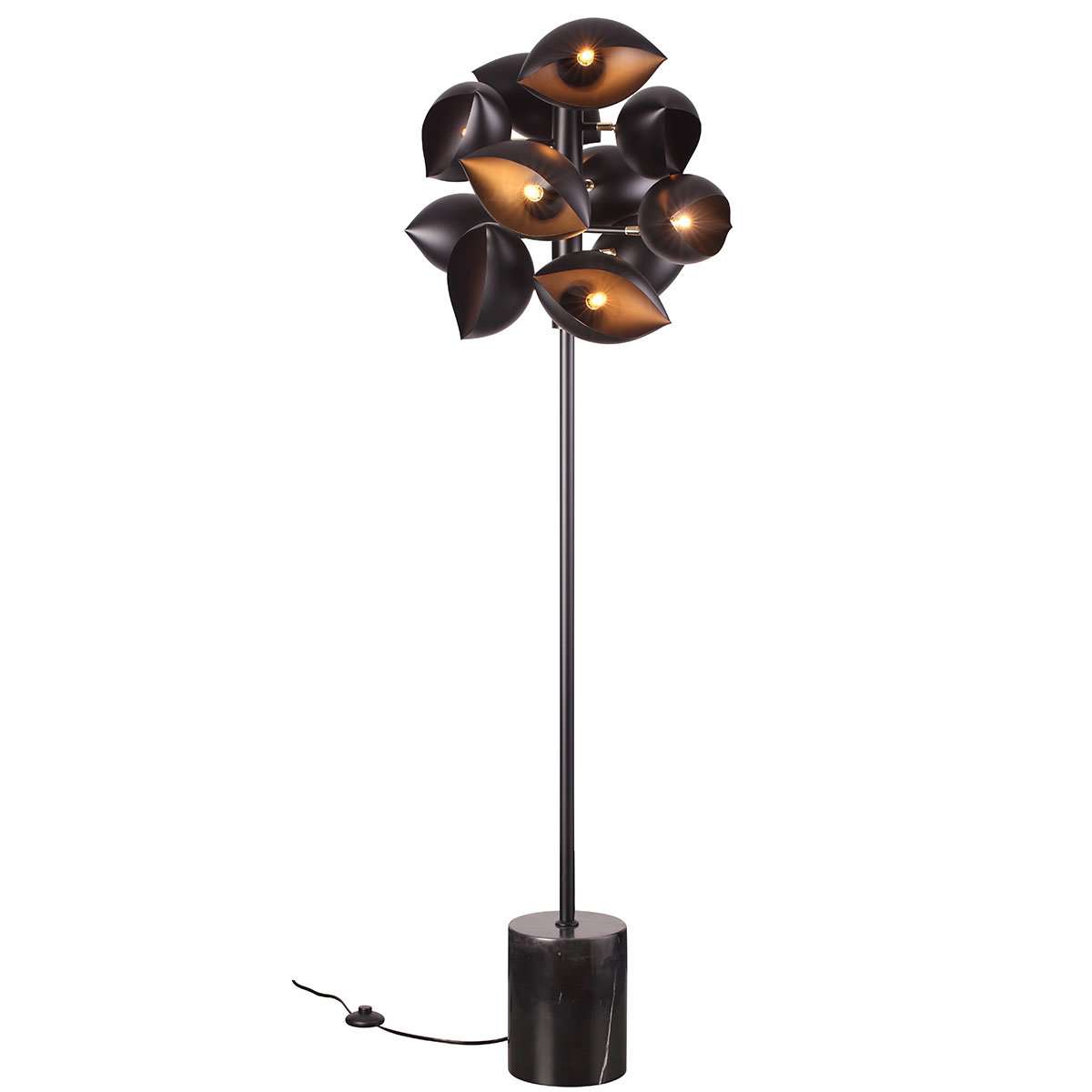 Shell Cluster Floor Lamp with Nero Marquina Marble Base-France & Son-LBF099BLK-Floor Lamps-3-France and Son