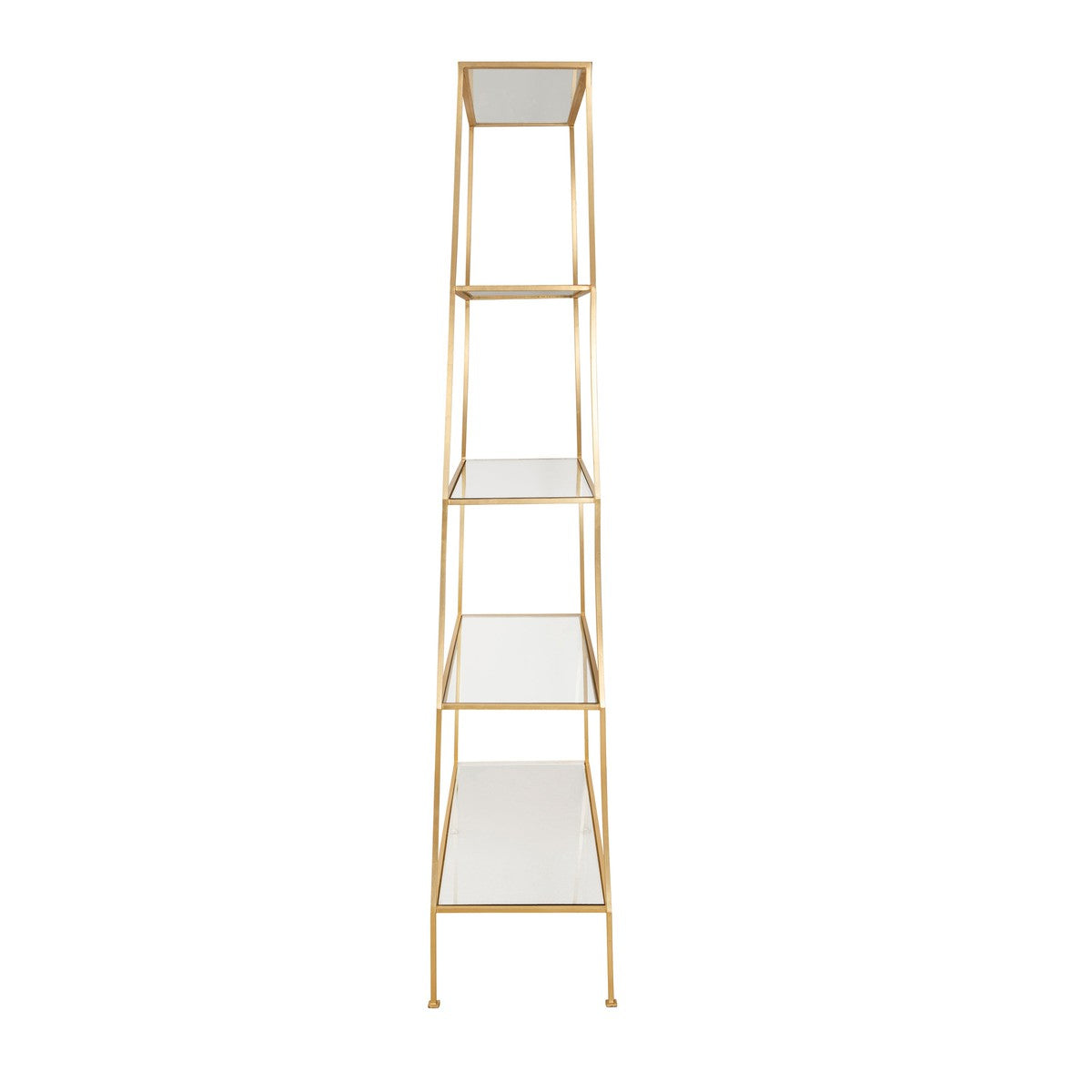 Liana - Scalloped Tapering Etagere With Clear Glass Shelves In Gold Leaf