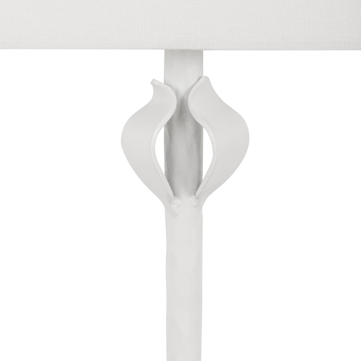 Linda - Flush Iron Sconce With Leaf Detail In Matte White Powder Coat