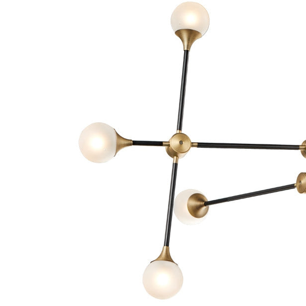 Modern Baton Chandelier - Large-France & Son-LM3648PBLKBRS-Chandeliers-3-France and Son