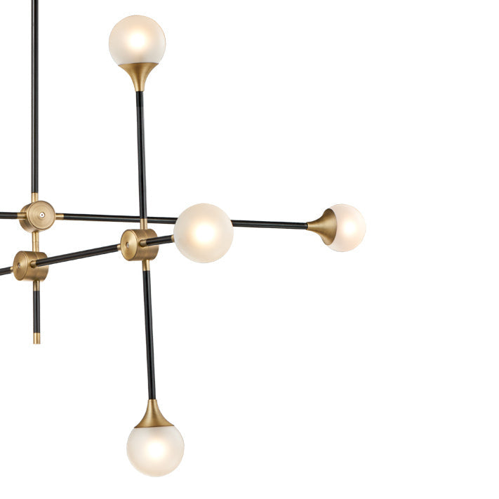 Modern Baton Chandelier - Large-France & Son-LM3648PBLKBRS-Chandeliers-4-France and Son