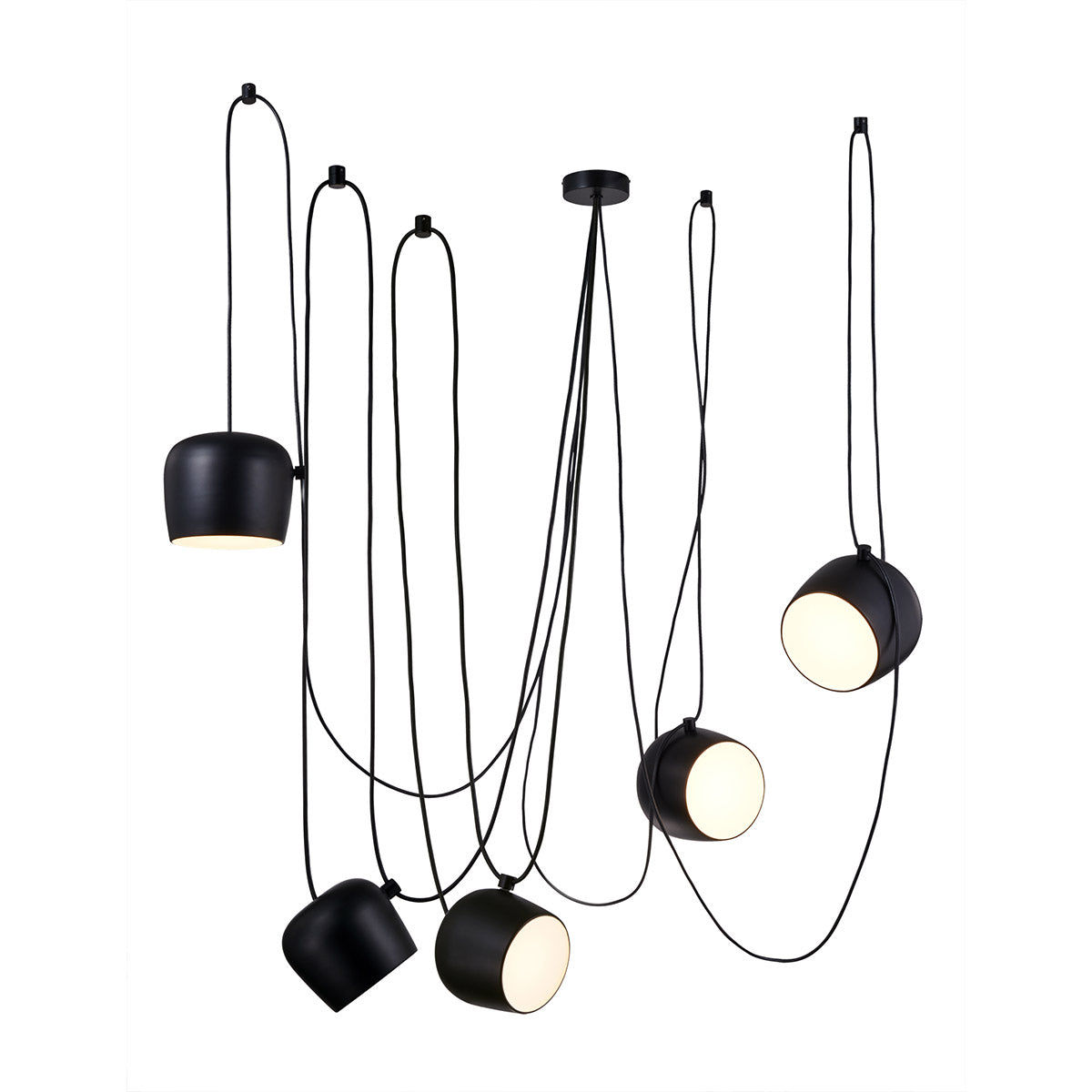 Five Head Focus Suspension Light-France & Son-LM5025PBLK-Chandeliers-1-France and Son