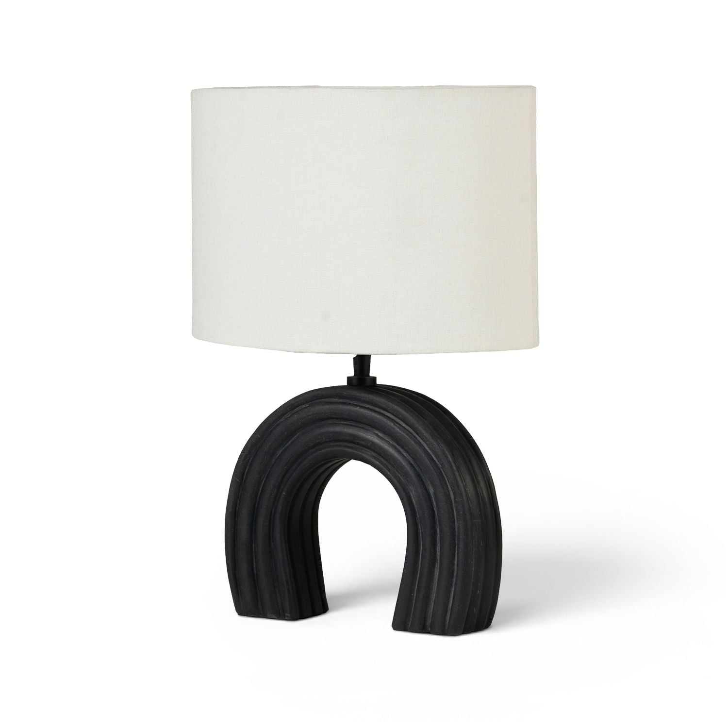 Lithos Genuine Marble Base And Linen Textured Fabric Shade Table Lamp