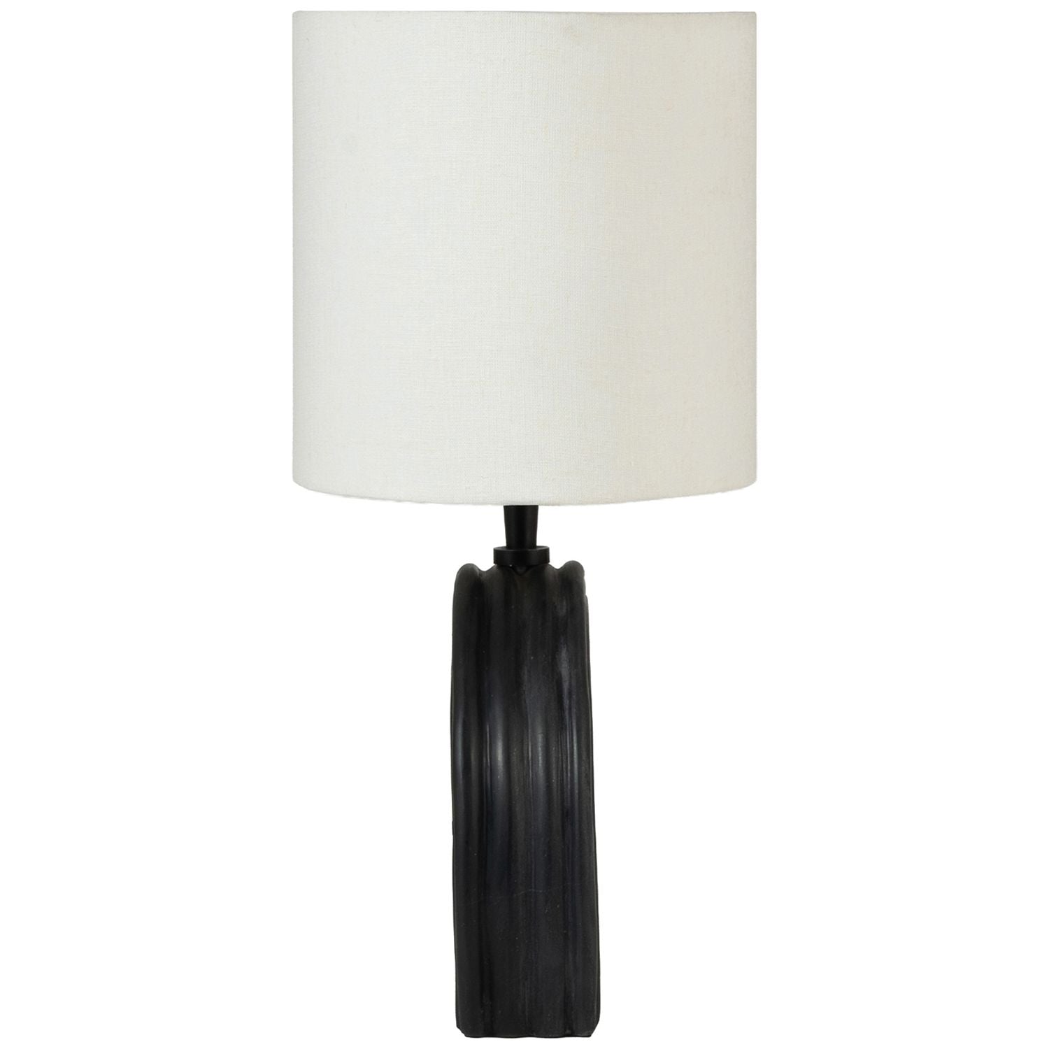 Lithos Genuine Marble Base And Linen Textured Fabric Shade Table Lamp — Black