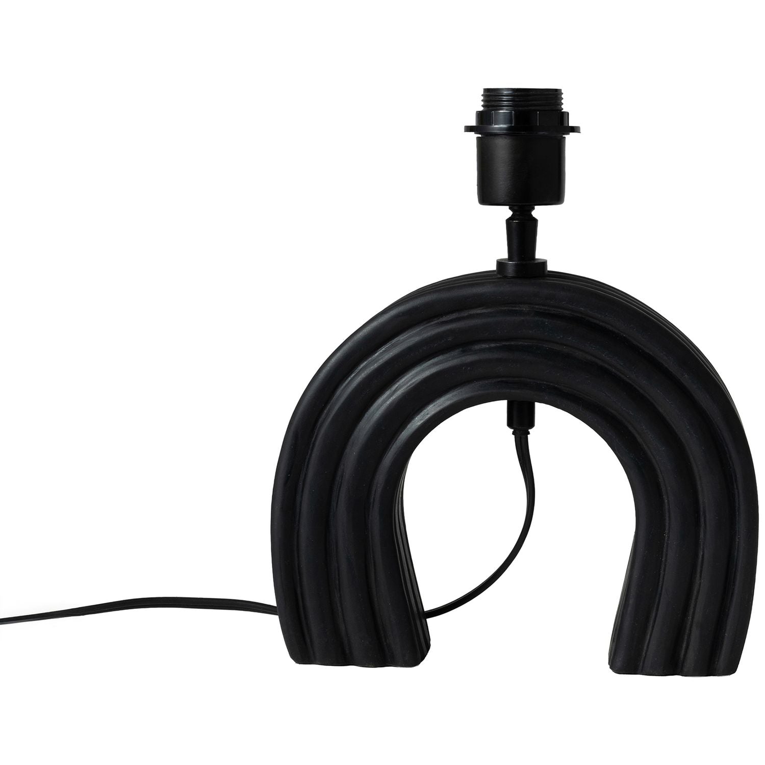 Lithos Genuine Marble Base And Linen Textured Fabric Shade Table Lamp — Black
