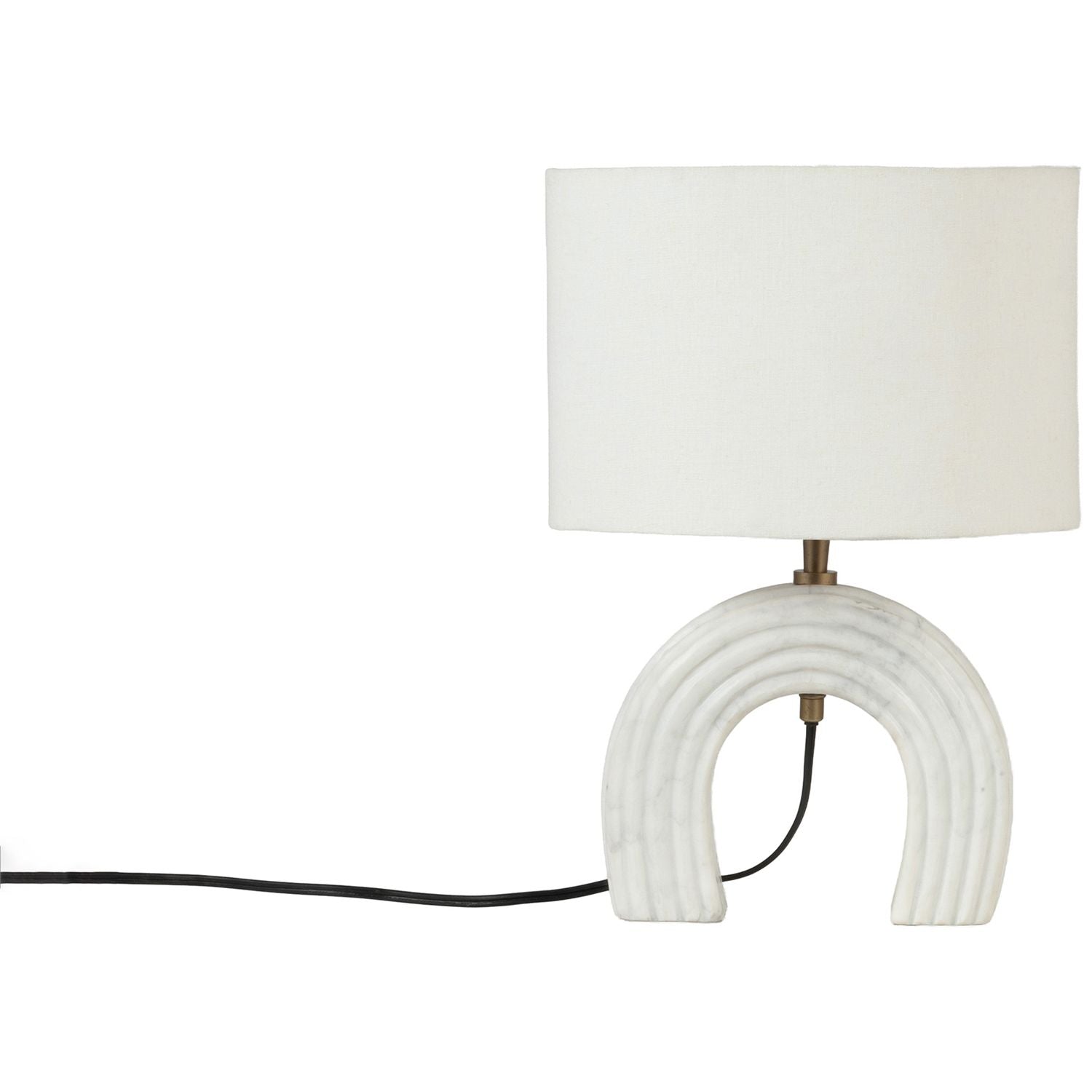 Lithos Genuine Marble Base And Linen Textured Fabric Shade Table Lamp — White
