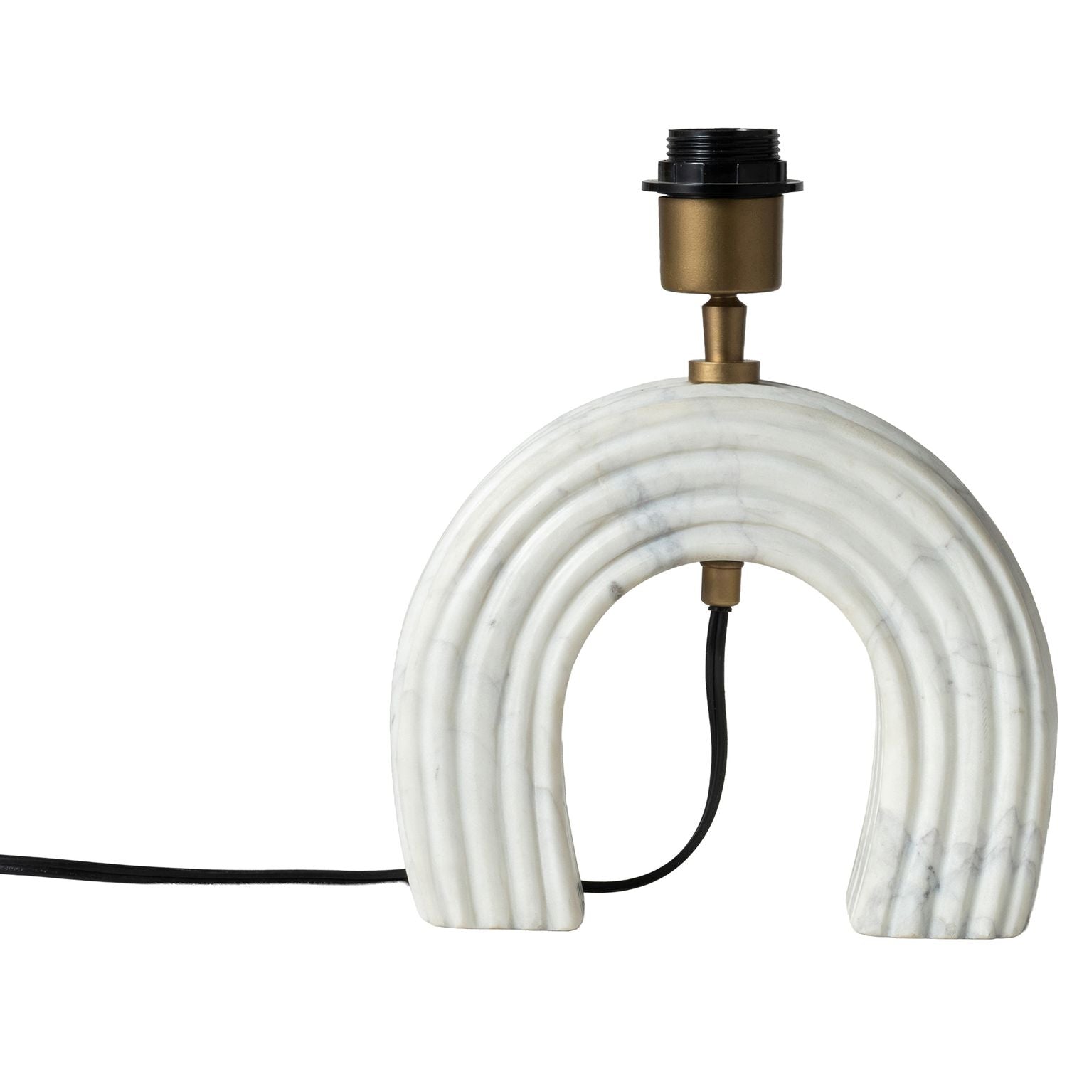 Lithos Genuine Marble Base And Linen Textured Fabric Shade Table Lamp — White