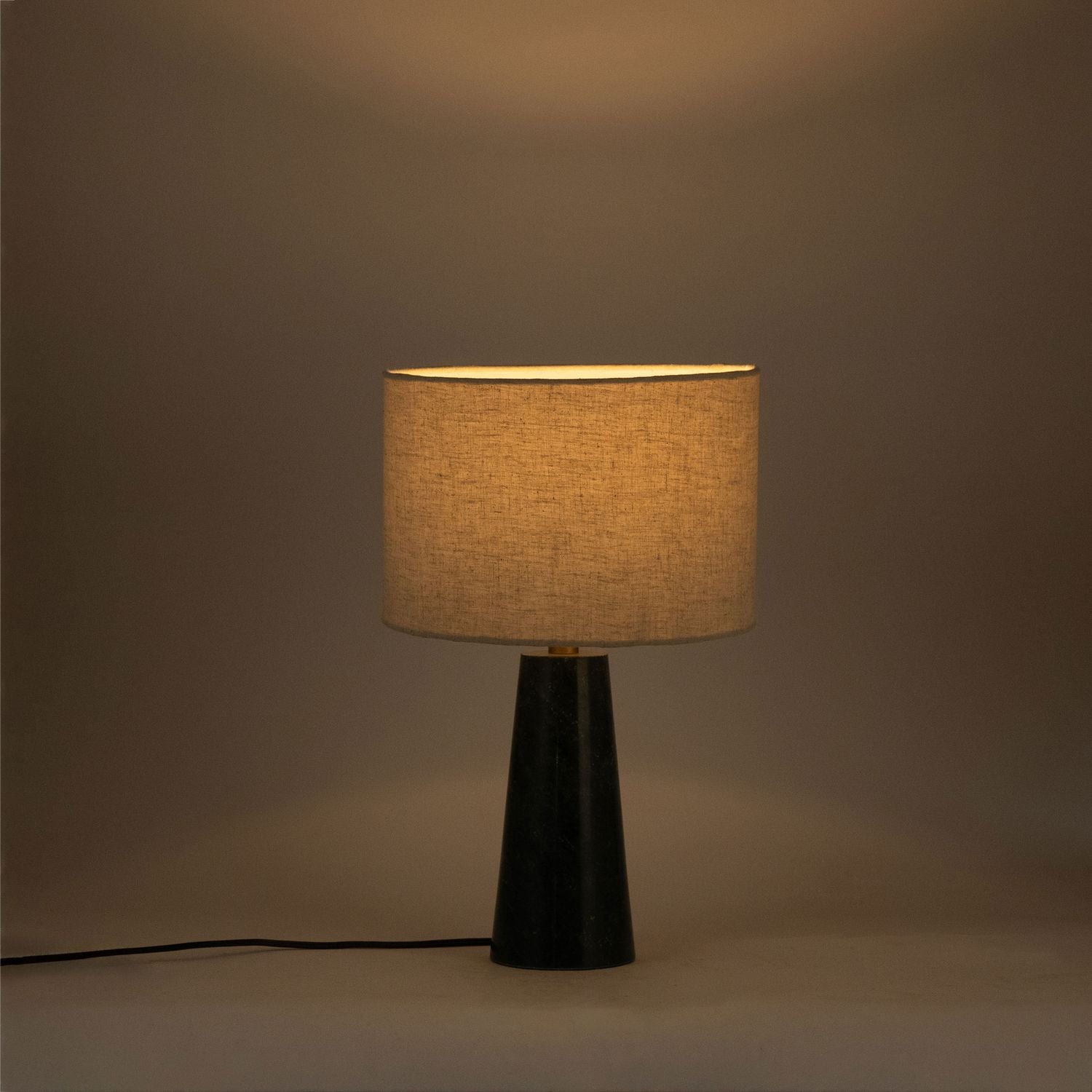 Dolomia Genuine Marble Base And Linen Textured Fabric Shade Table Lamp — Green