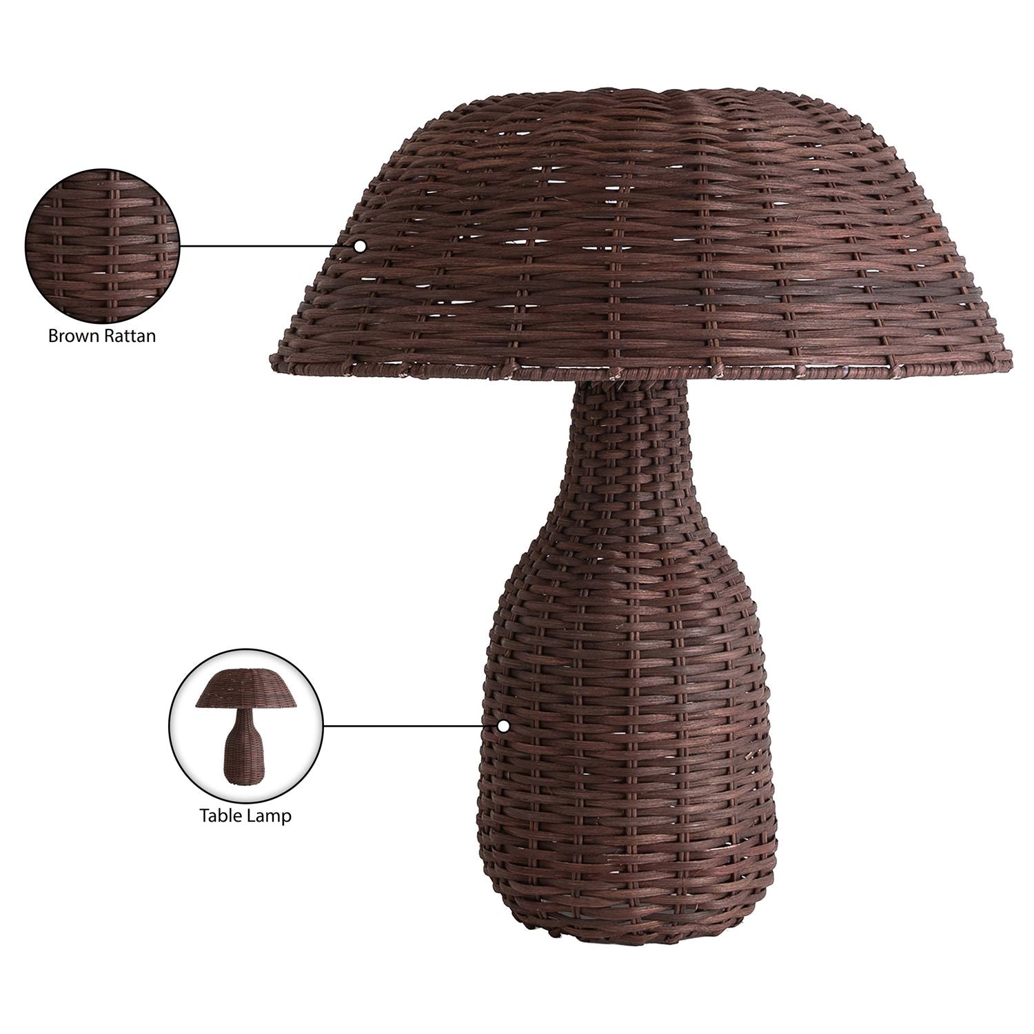 Havana Rattan Table Lamp — Brown