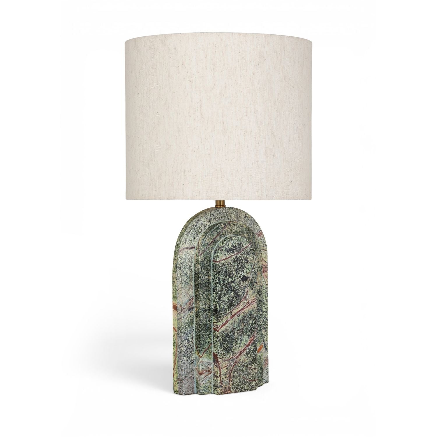 Caldera Genuine Marble And Linen Textured Fabric Table Lamp