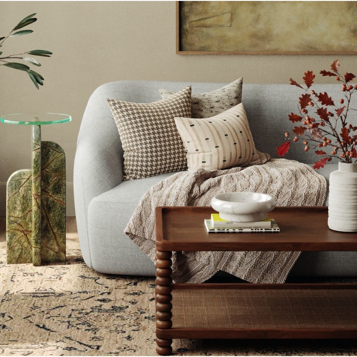 Twist Cane Solid Wood Coffee Table - Mellow Bourbon - view 2