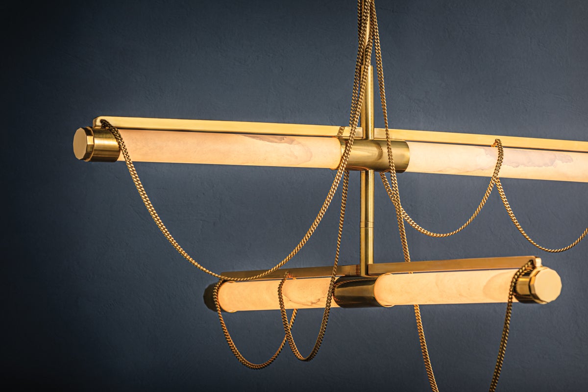 Lariat Chandelier - Vintage Brass 4 Lights