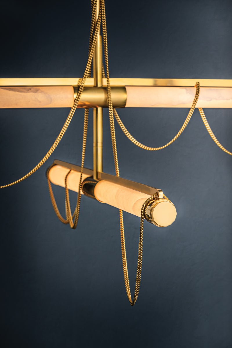 Lariat Chandelier - Vintage Brass 4 Lights