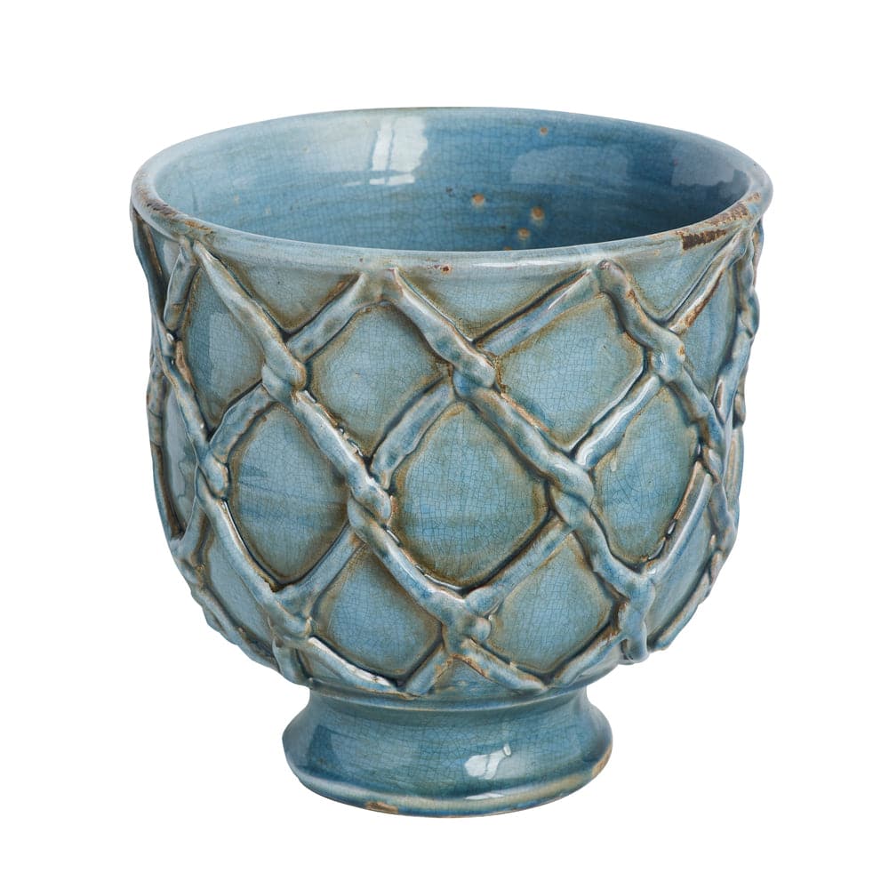 Vinci Criss Cross Pattern Planter-ABIGAILS-ABIGAILS-717837-PlantersFrench Blue-Large-3-France and Son