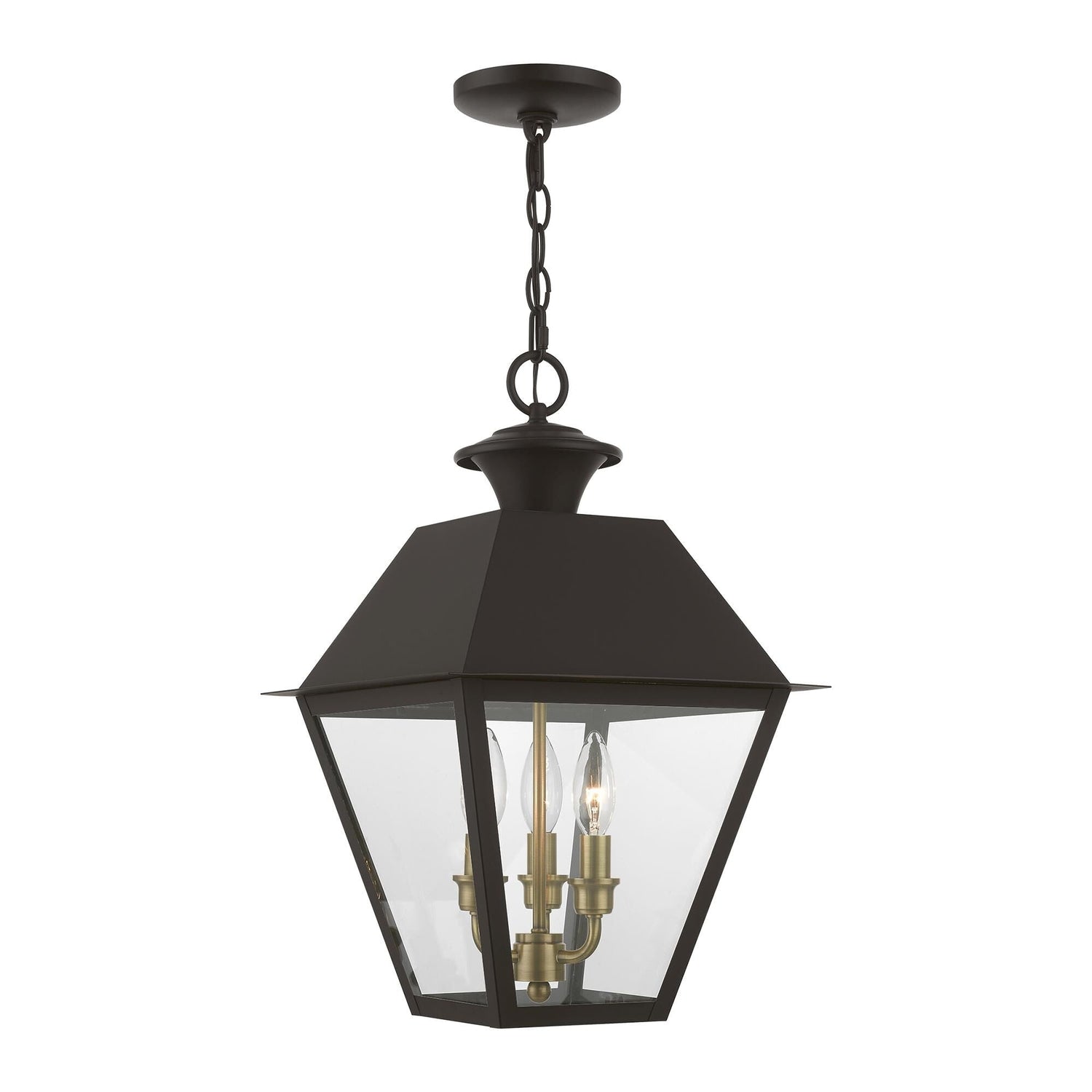 Wentworth 19 Inch Tall 3 Light Outdoor Hanging Lantern-Livex Lighting-LIVEX-27220-07-Outdoor Post Lanterns-1-France and Son