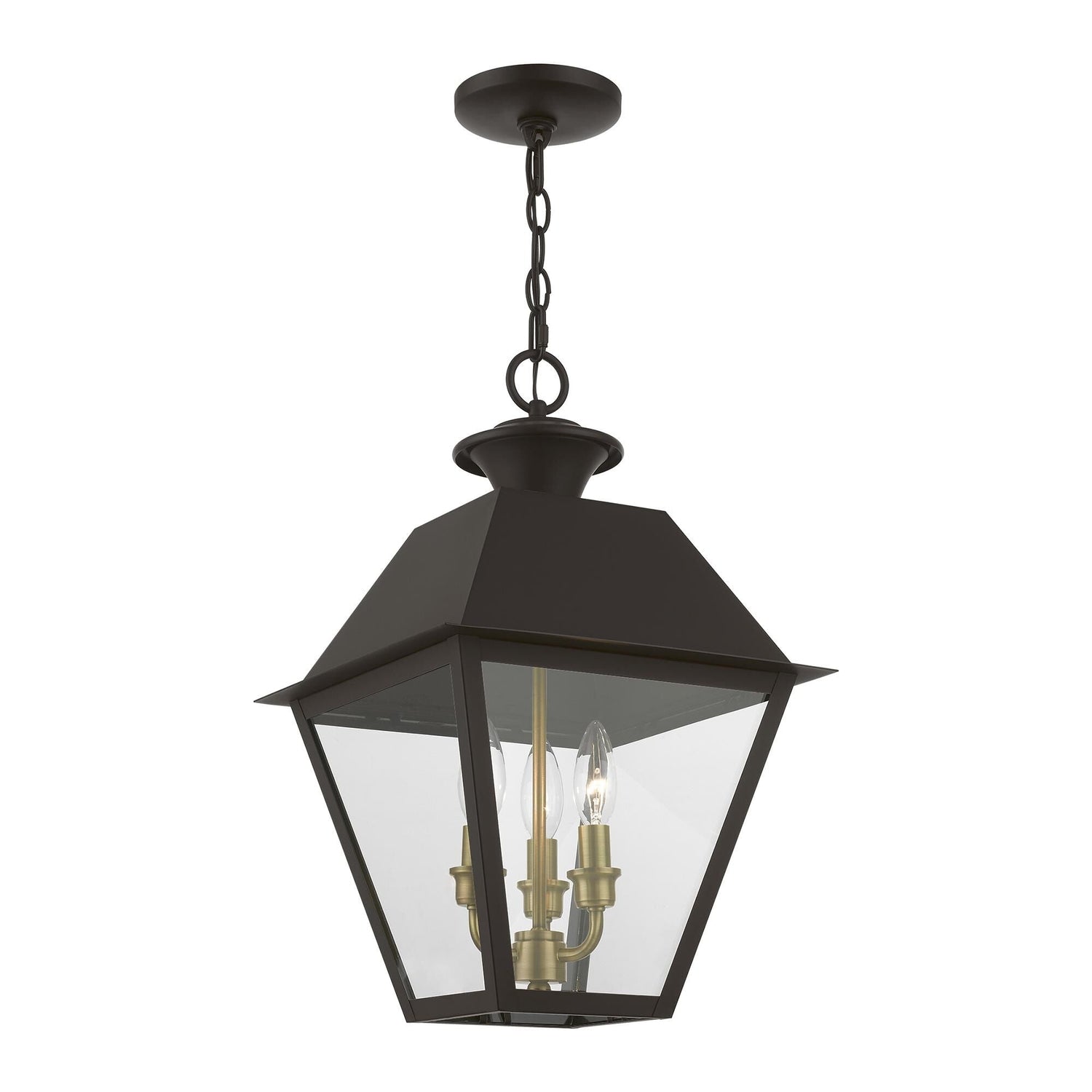 Wentworth 19 Inch Tall 3 Light Outdoor Hanging Lantern-Livex Lighting-LIVEX-27220-07-Outdoor Post Lanterns-2-France and Son