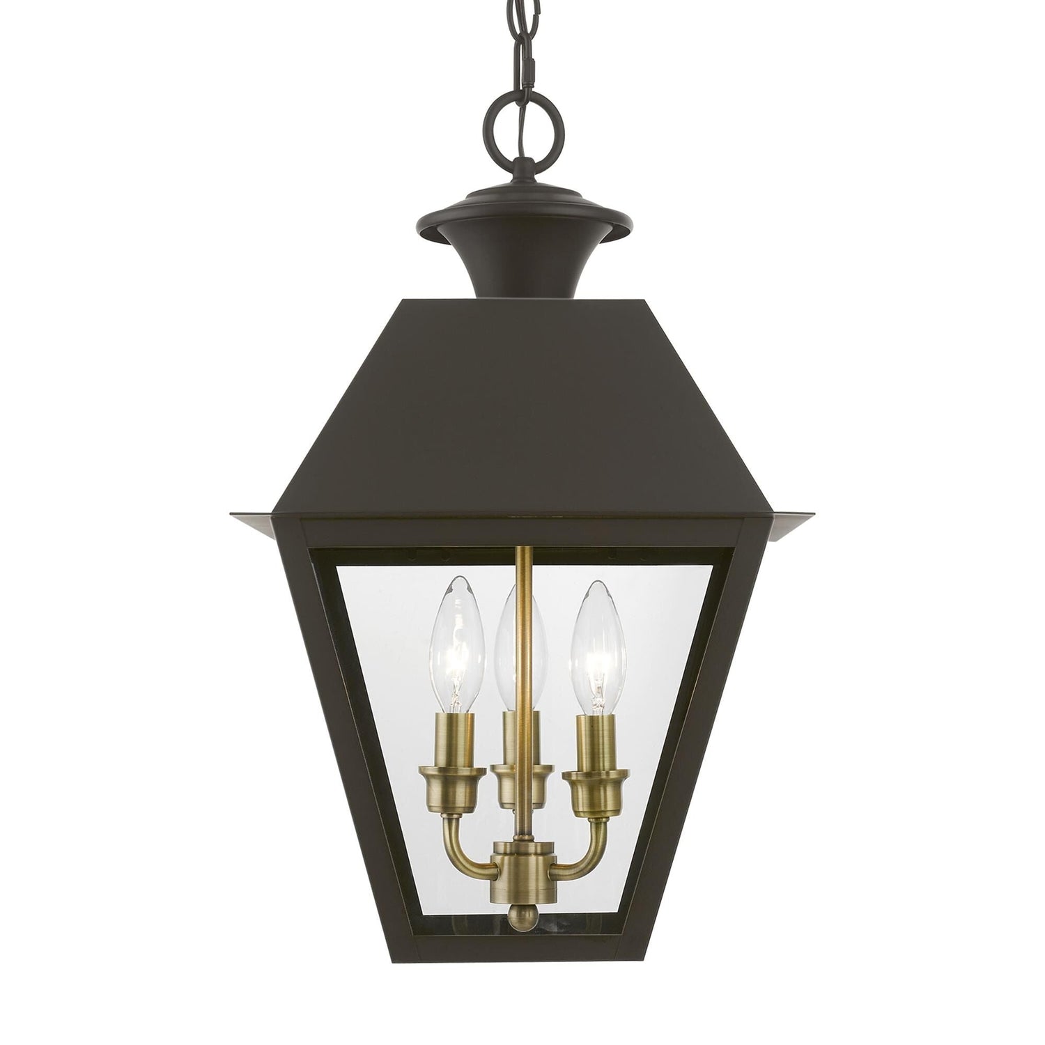 Wentworth 19 Inch Tall 3 Light Outdoor Hanging Lantern-Livex Lighting-LIVEX-27220-07-Outdoor Post Lanterns-3-France and Son