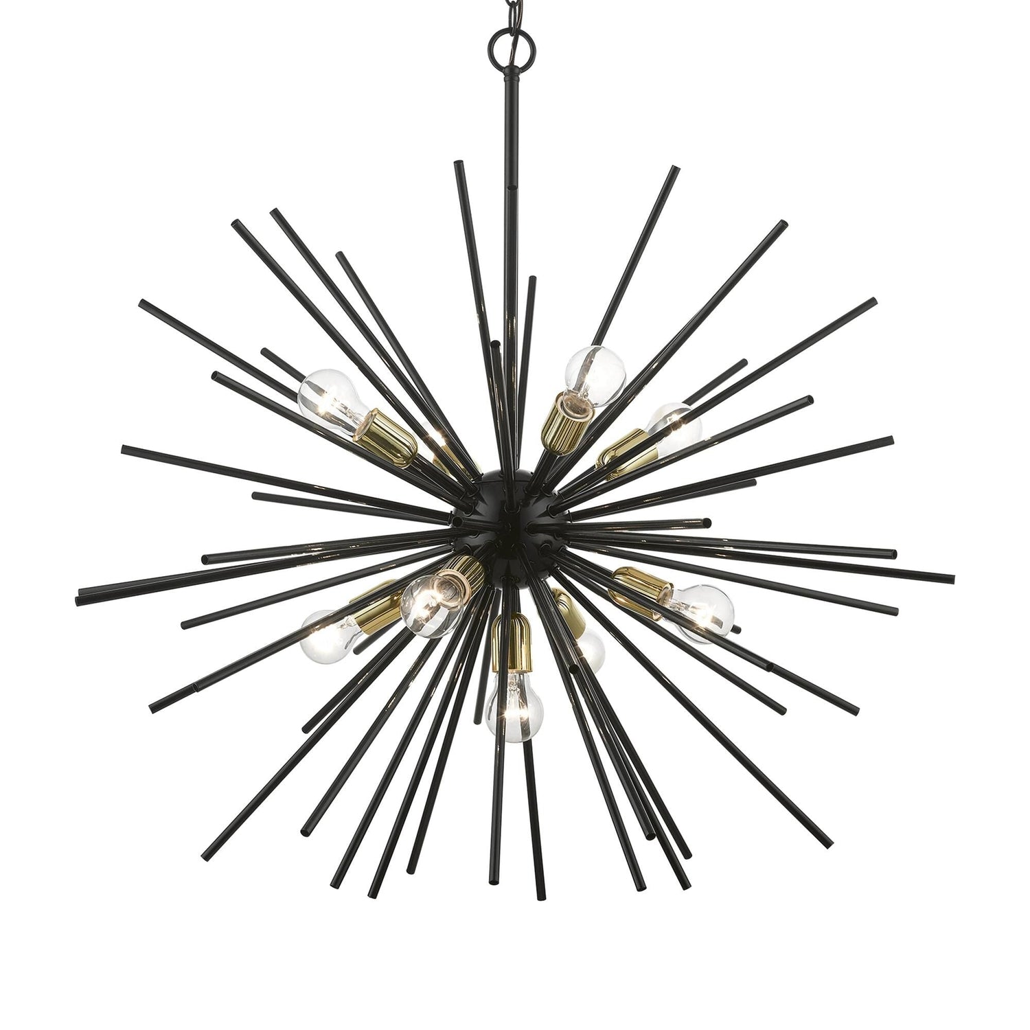 Tribeca 34 Inch Large Pendant-Livex Lighting-LIVEX-46176-68-PendantsShiny Black with Polished Brass Accents-5-France and Son