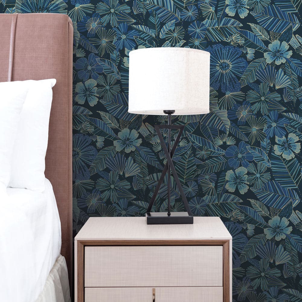 Metallic Bloom Peel And Stick Wallpaper-Tempaper & Co.-Tempaper-MB15084-Wall PaperBeautiful Blue-5-France and Son