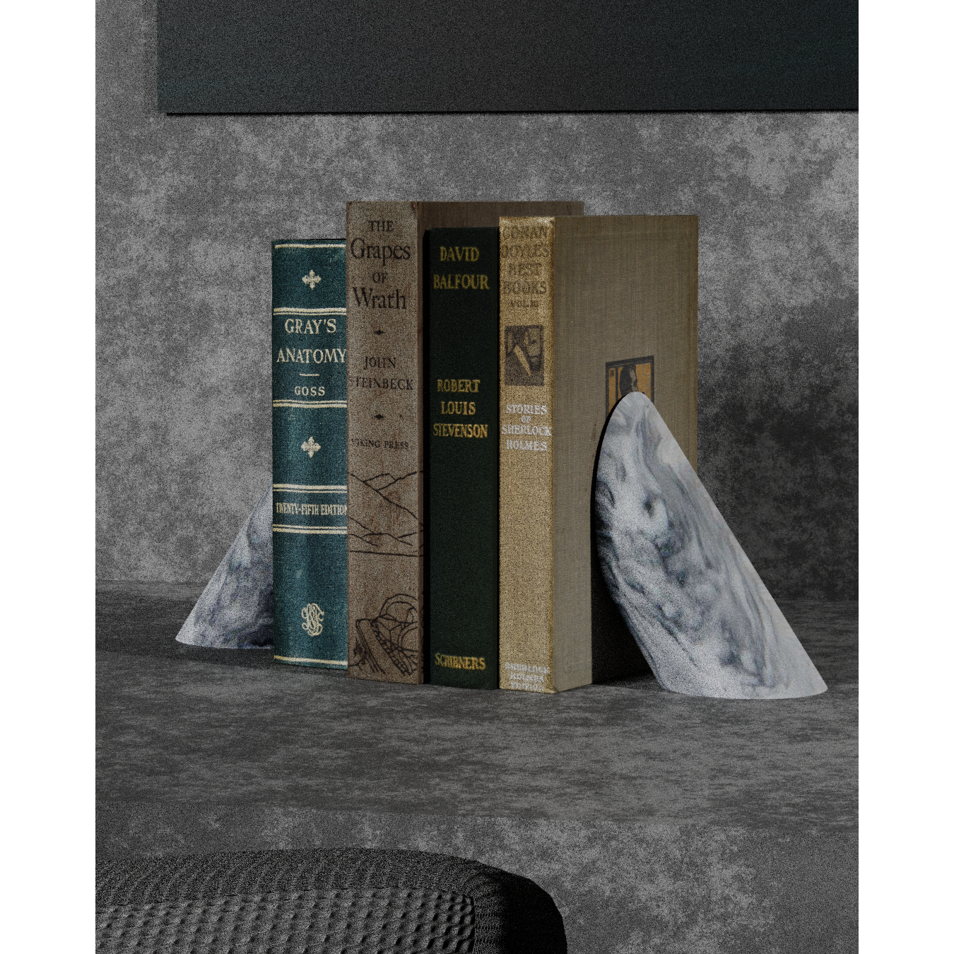Crown Collection Fog Gray Marble Bookends-FABLER-MC-BE35-CG-Bookends-1-France and Son