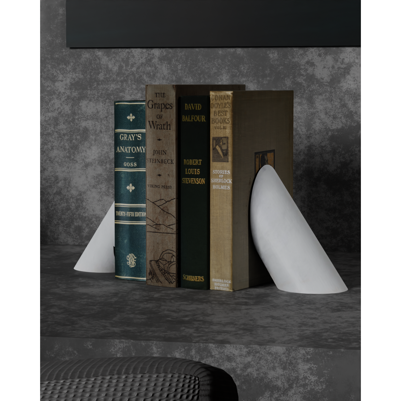 Crown Collection Alabaster White Marble Bookends-FABLER-MC-BE35-PW-Bookends-1-France and Son