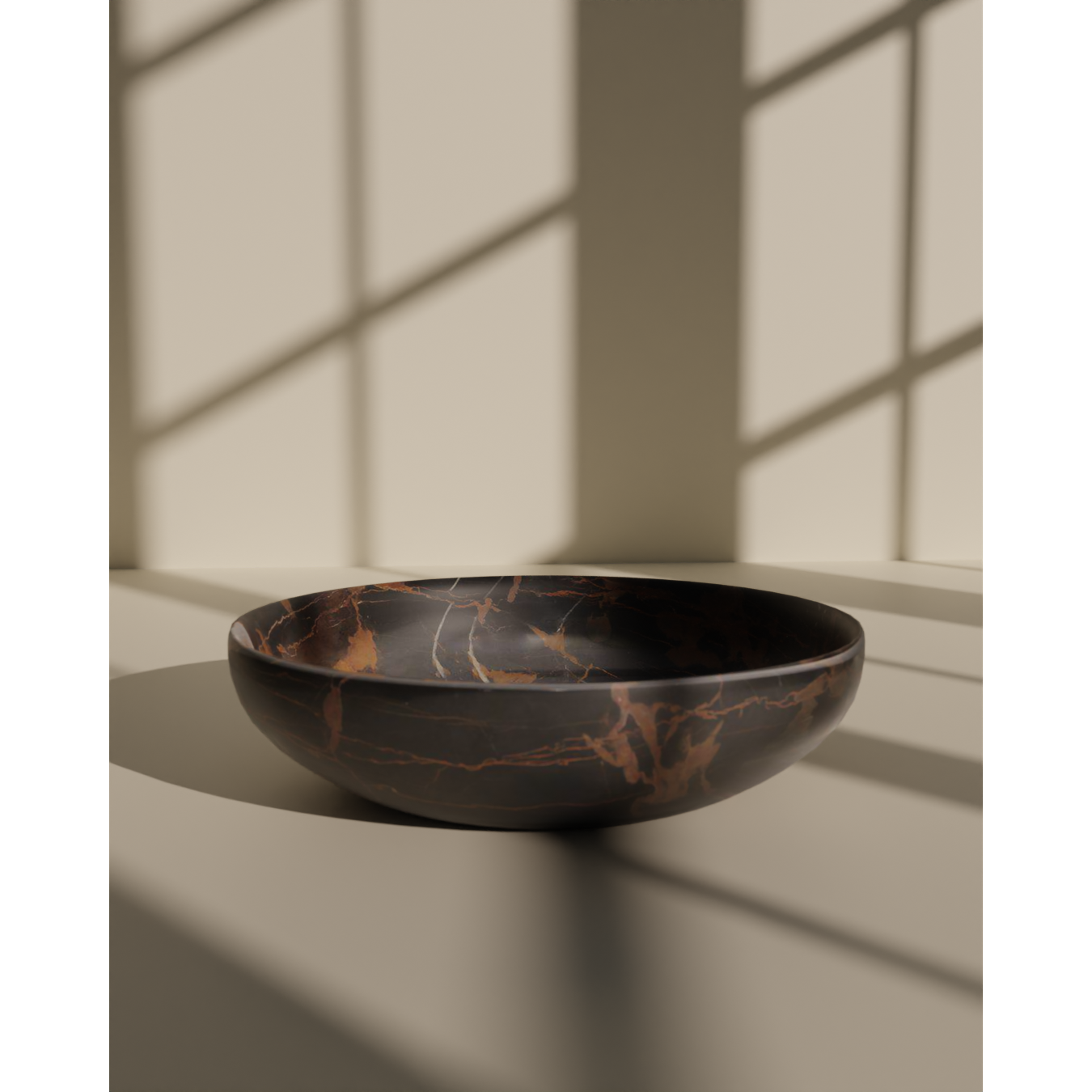 Flora Collection Ebony & Gold 12" Stone Bowl-FABLER-MC-BW30-BG-Bowls-1-France and Son