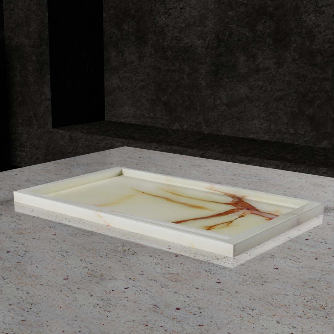 Gaia Collection Smooth Finish Rectangle Tray 18"x10"-FABLER-MC-PC12-BG-TraysBlack & Gold Marble-2-France and Son