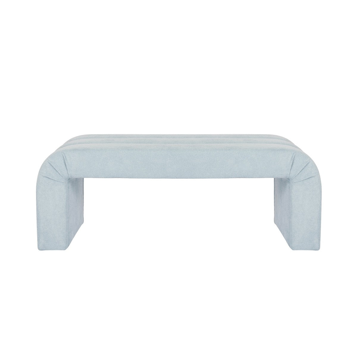 Mercer - Horizontal Channeled Bench In Performance Light Blue Chenille