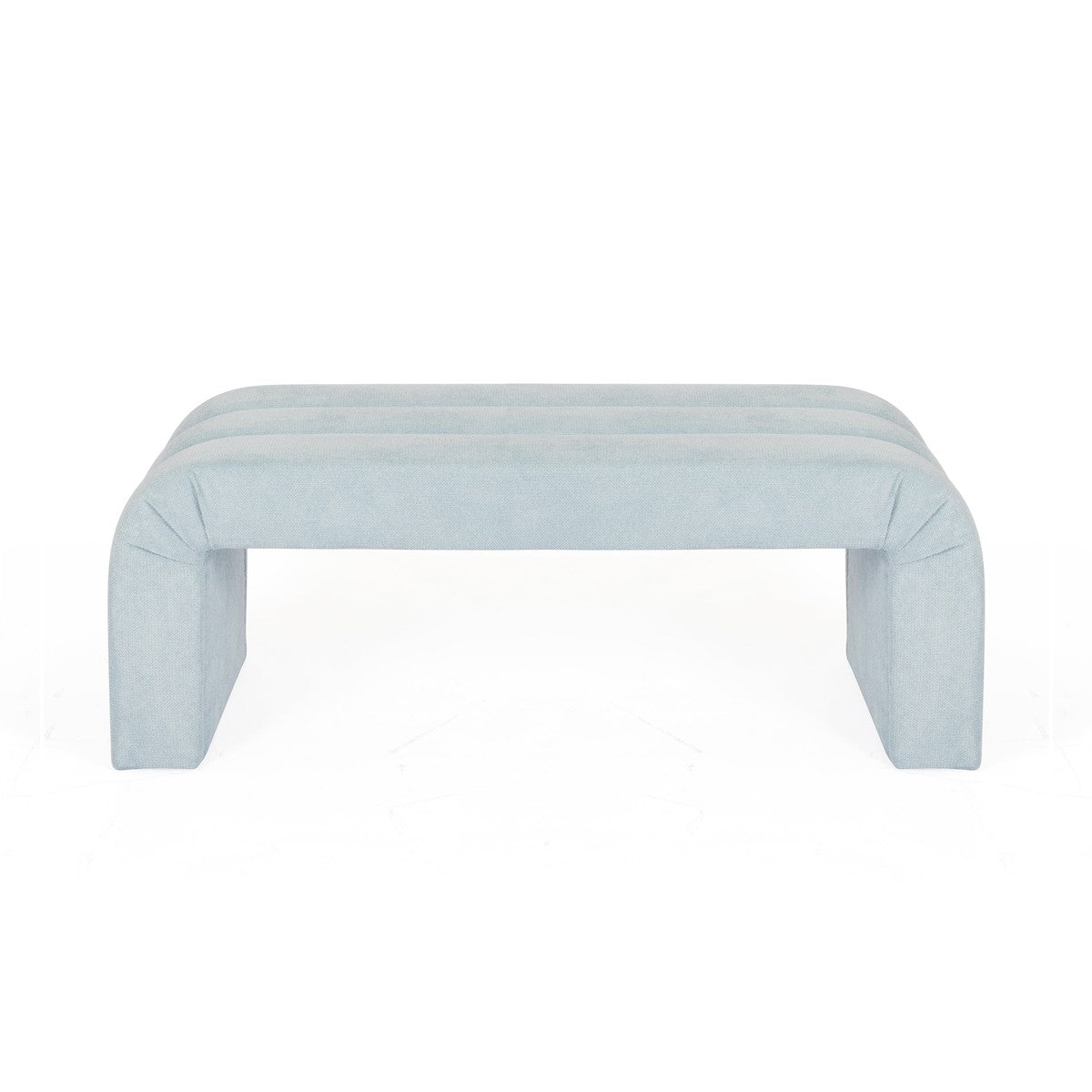 Mercer - Horizontal Channeled Bench In Performance Light Blue Chenille