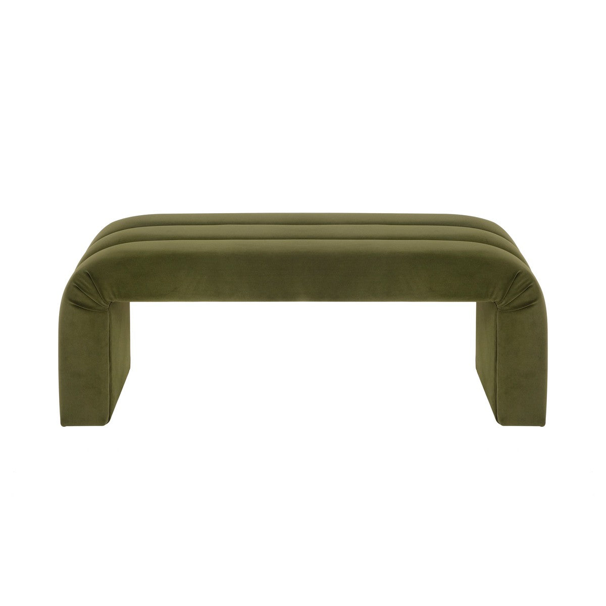 Mercer - Horizontal Channeled Bench In Olive Green Velvet